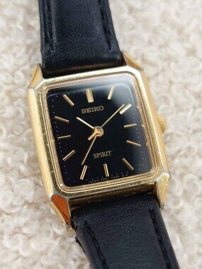 Seiko Spirit Women's Quartz Watch 4N21 Black Tank Dial JDM 20mm New Battery